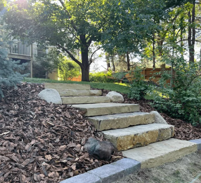 Landscaping Lakeville MN - rock steps and garden pathway design
